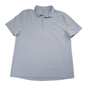 Lululemon Evolution Polo Shirt Mens XL Light Blue Short Sleeve Pique Golf Top